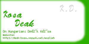 kosa deak business card